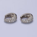 Micro Paved CZ Hoop Earrings Silver hoops Chunky Huggie earrings Party hoops AB1027 - DLUXCA