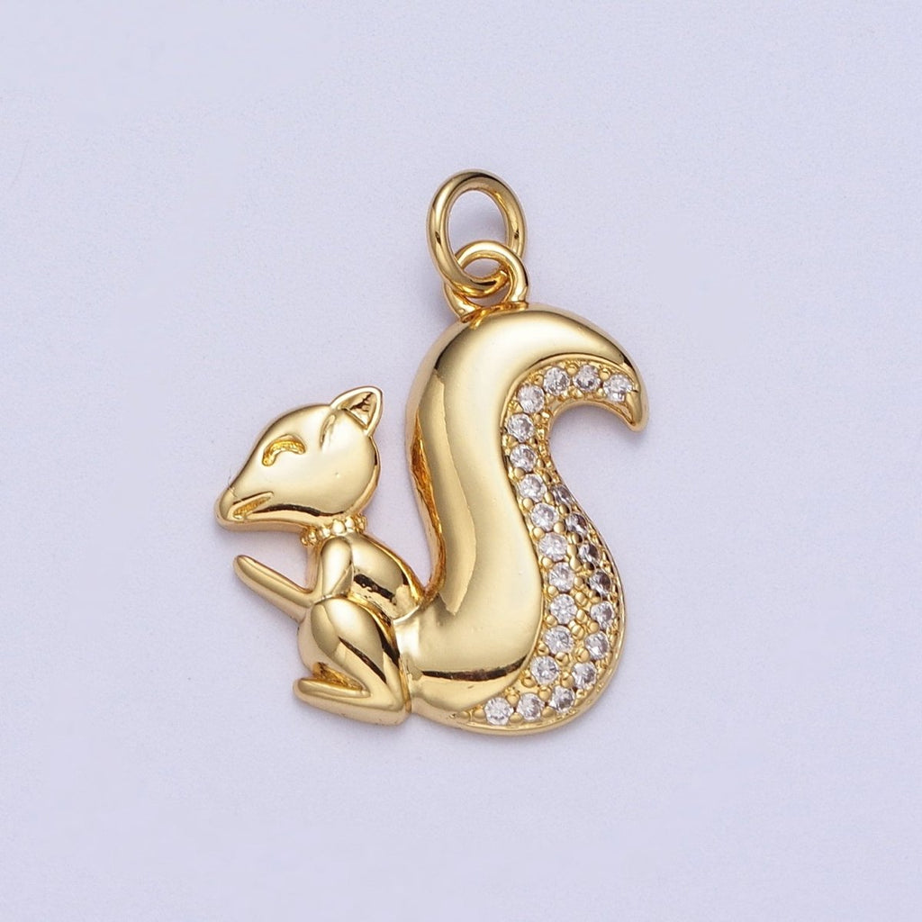 Micro Paved CZ Squirrels Chipmunks Charm in Gold & Silver | C-278 C-279