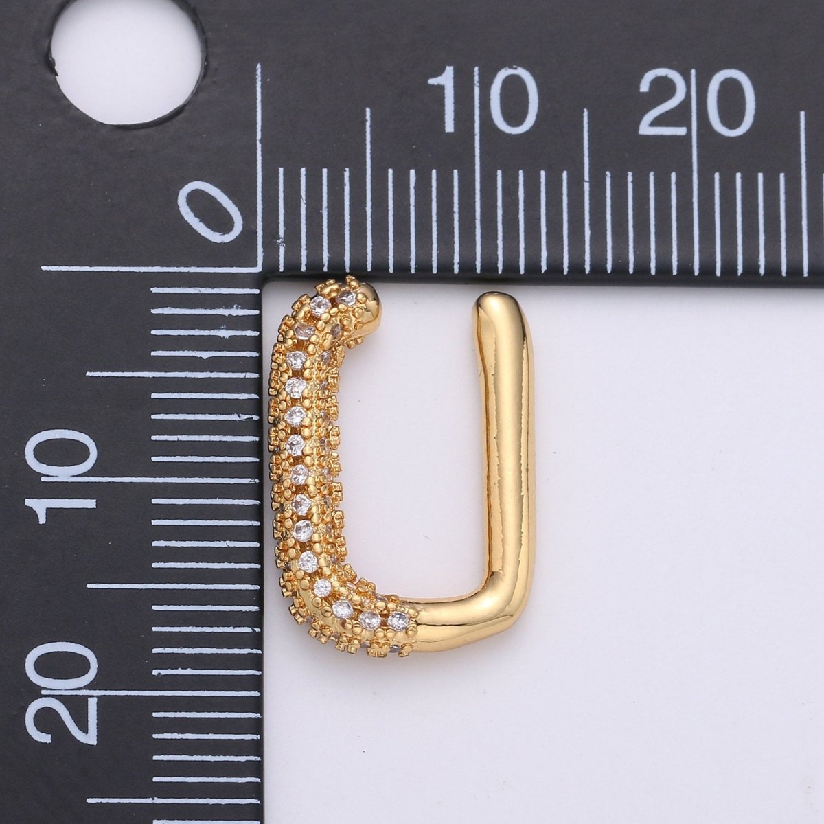 Micro Paved Ear Cuff Earrings EarCuffs - Gold plated Chunky CZ Paved Non Pierced Cuff Earrings Geometric Jewelry K-447 - DLUXCA