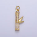 Micro Paved Gold Off White Cats Eye Bamboo Leaf Charm For Nature Plant Jewelry Making | C-521 - DLUXCA