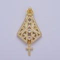 Micro Paved Grand Pope Crown Cross Dangle Religious Pendant H-659 - DLUXCA
