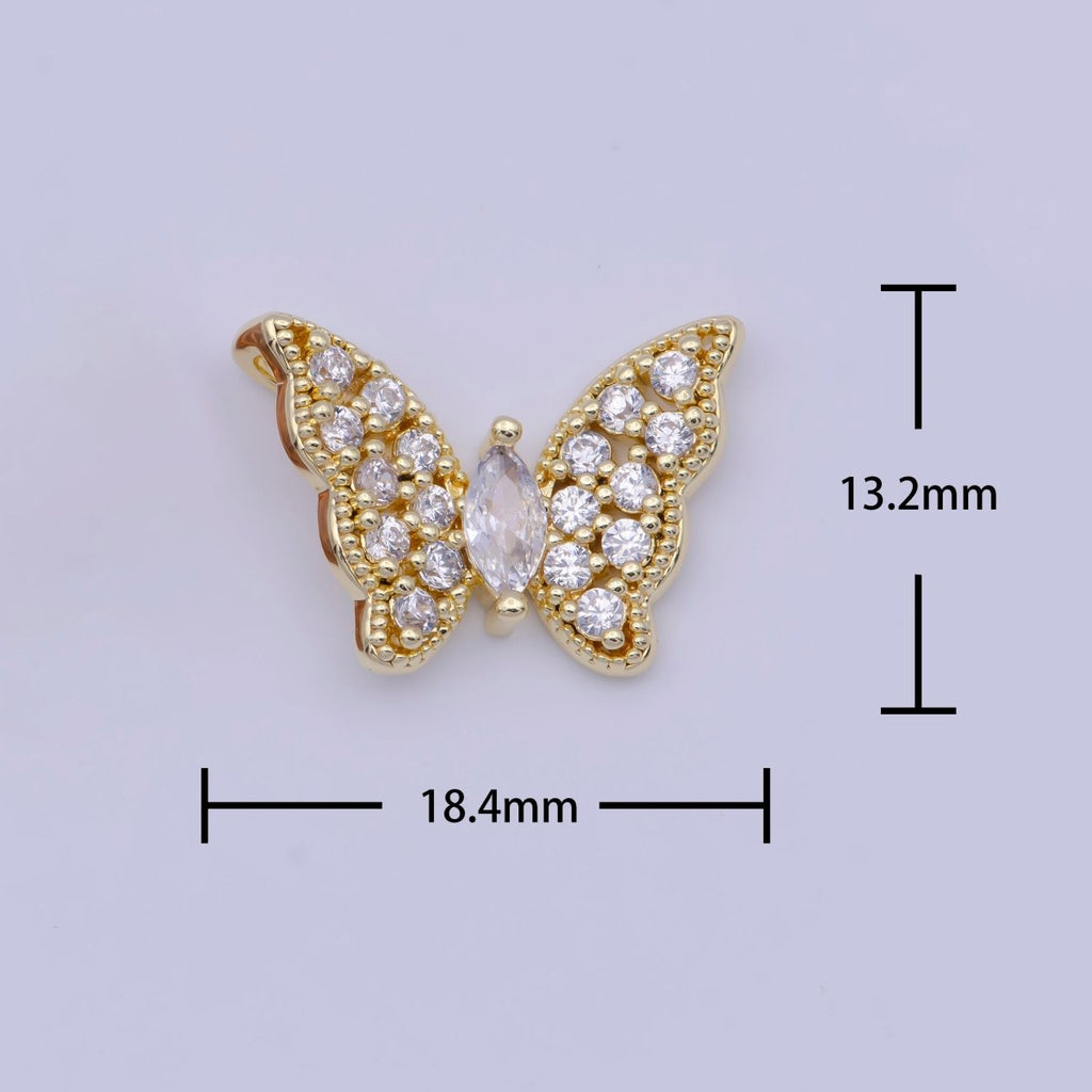 Micro Paved Marquise Cubic Zirconia Mariposa Butterfly Slider Pendant | X-526 - DLUXCA