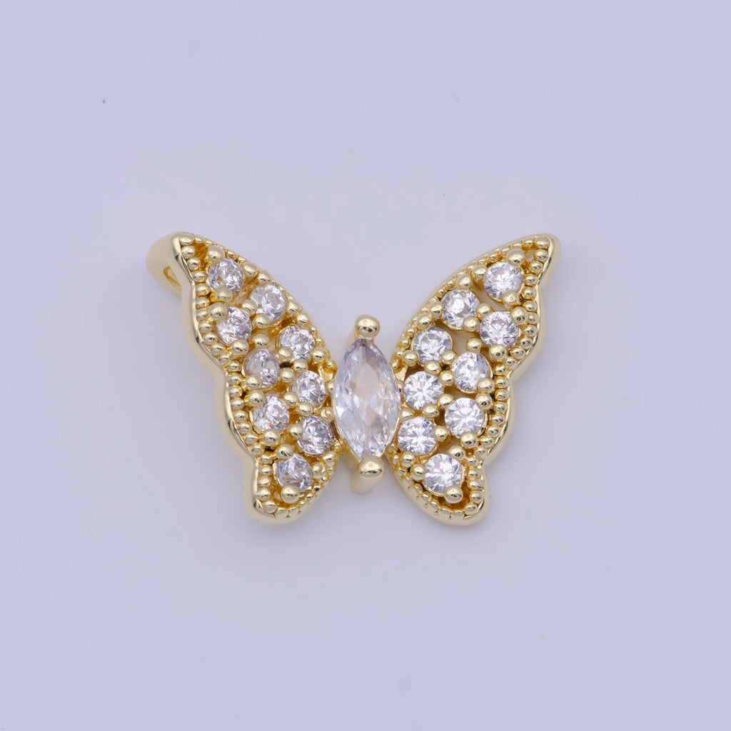 Micro Paved Marquise Cubic Zirconia Mariposa Butterfly Slider Pendant | X-526 - DLUXCA