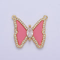Micro Paved Marquise CZ Natural Gemstone Pink, Turquoise, Shell Pearl Butterfly Mariposa Wings Connector | F - 066 F - 103 F - 781 - DLUXCA