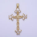 Micro Paved Marquise Religious Cross Twist Gold Pendant I-440 I-447 I-508 I-535 - DLUXCA