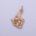 Micro Paved Multicolor, Clear CZ Dainty Flying Butterfly Add on Charm | X-183 X-184