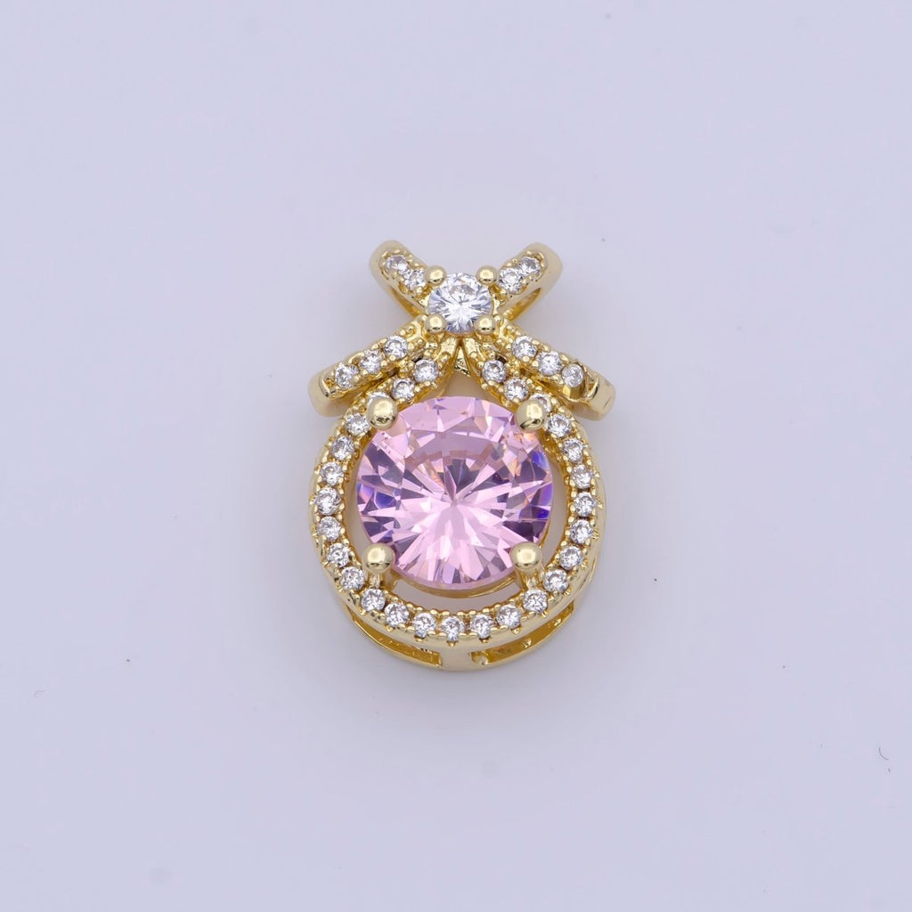Micro Paved Round Cubic Zirconia Ribbon Knot Pendant For Jewelry Making | X-490-X-493