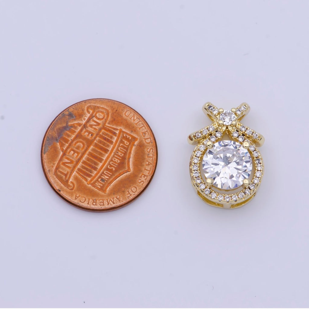 Micro Paved Round Cubic Zirconia Ribbon Knot Pendant For Jewelry Making | X-490-X-493