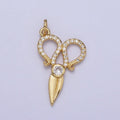 Micro Paved Scissors Cubic Zirconia Charm E-522 - DLUXCA
