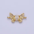 Micro Paved Teardrop Cubic Zirconia Butterfly Mariposa Connector For Jewelry Making Supply F-315 - DLUXCA