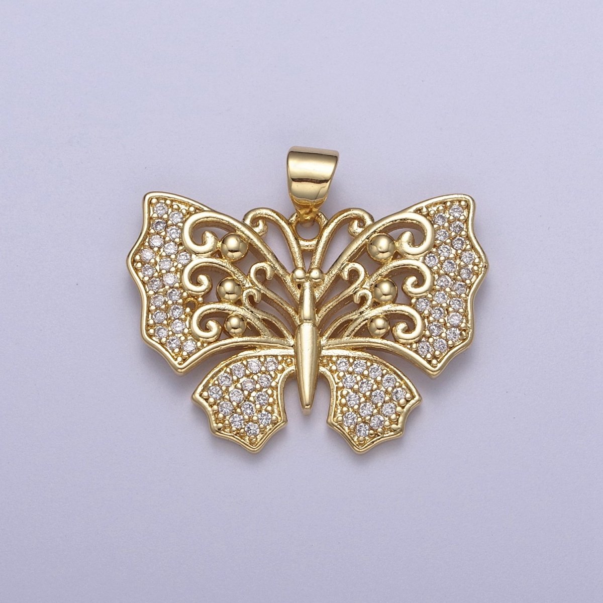 Micropave Cubic Zirconia Gold plated Butterfly Charm Monarch Butterfly Pendant DIY Jewelry Accessories H-487 - DLUXCA