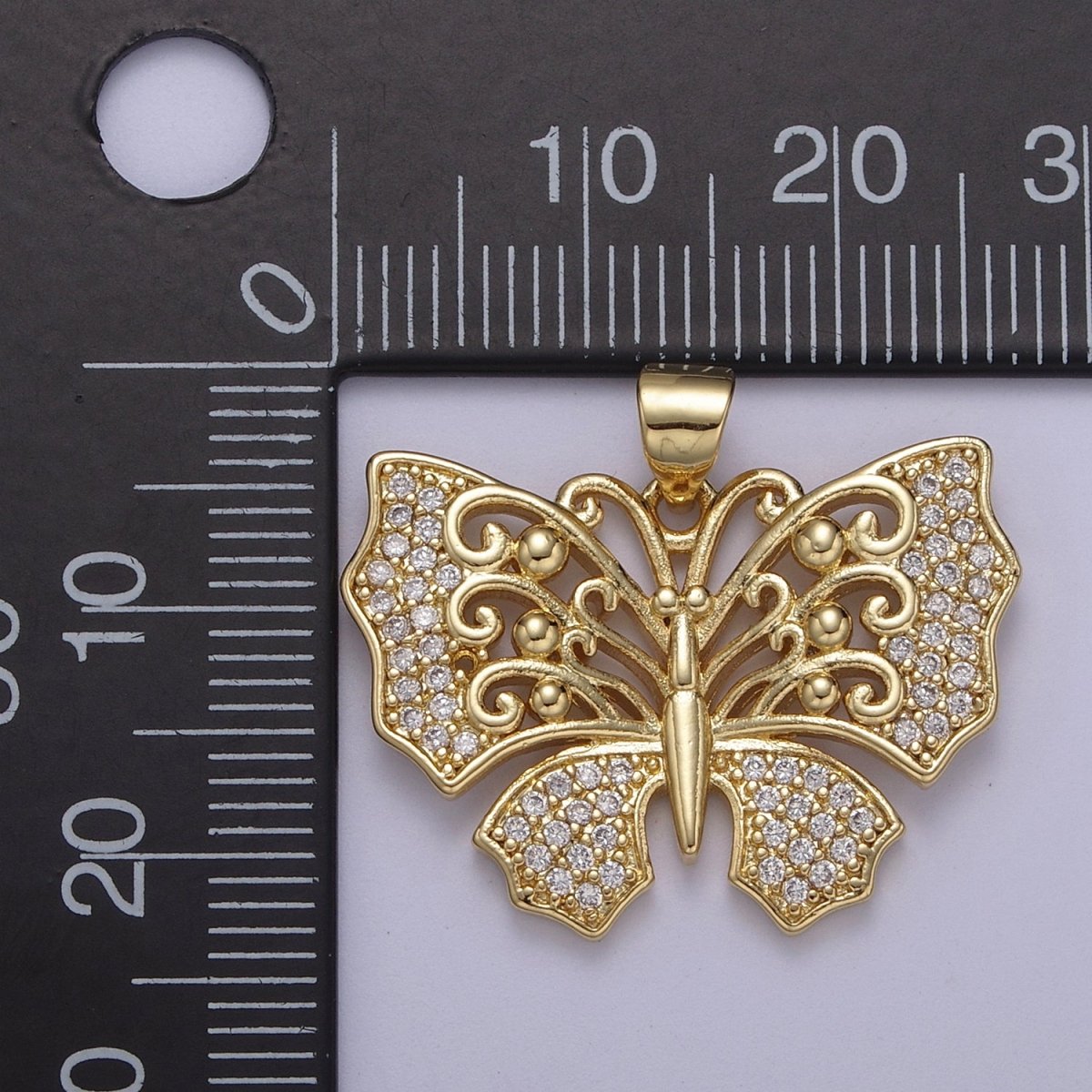 Micropave Cubic Zirconia Gold plated Butterfly Charm Monarch Butterfly Pendant DIY Jewelry Accessories H-487 - DLUXCA