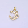Mini 14K Gold plated Crescent Moon with Hearts CZ Stone | AG-660 - DLUXCA
