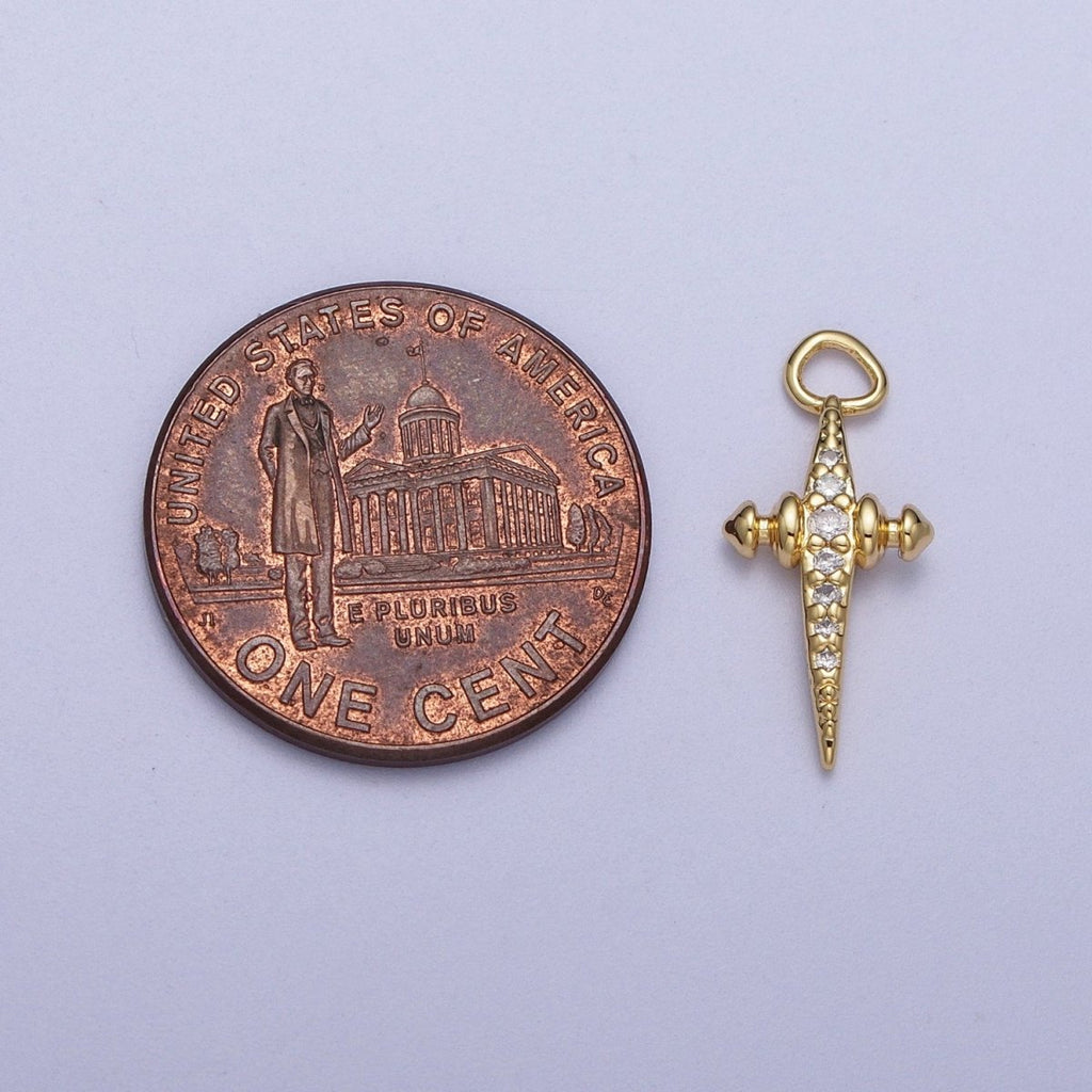 Mini 14K Gold plated Cross North Star Celestial Jewelry Micro Paved Charm | A-280 - DLUXCA