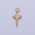 Mini 14K Gold plated Cross North Star Celestial Jewelry Micro Paved Charm | A-280 - DLUXCA