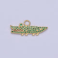 Mini 14K Gold plated Green Crocodile Alligator Green Micro Paved CZ Charm | A-291 - DLUXCA