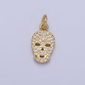 Mini 14K Gold plated Micro Paved CZ Skull Charm Scary Halloween Inspired | A-298 - DLUXCA