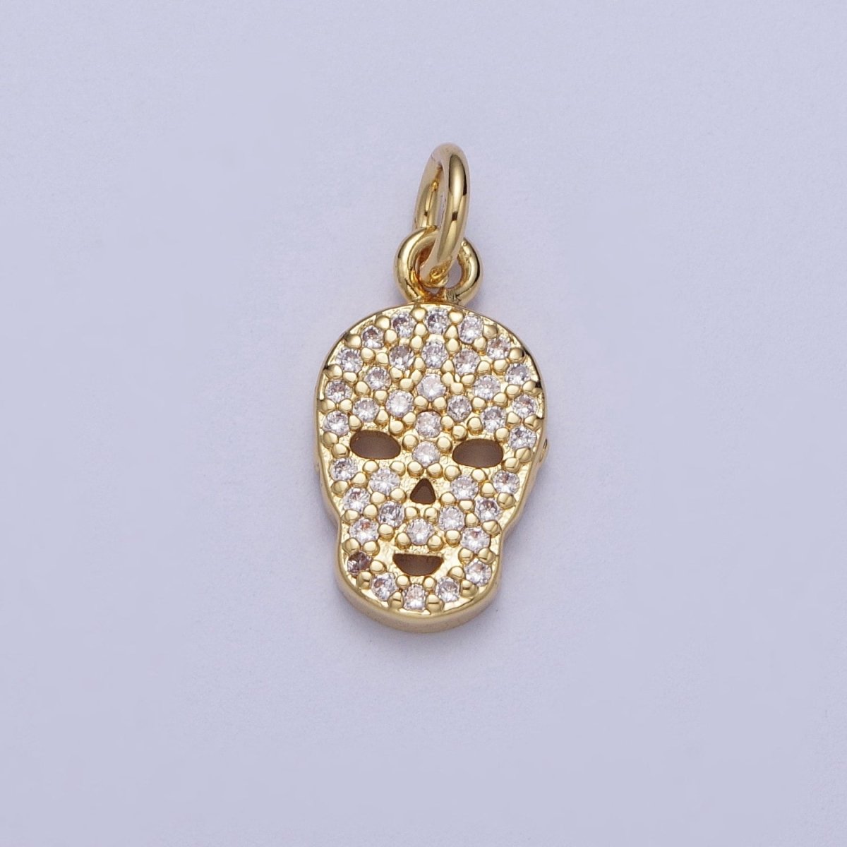 Mini 14K Gold plated Micro Paved CZ Skull Charm Scary Halloween Inspired | A-298 - DLUXCA
