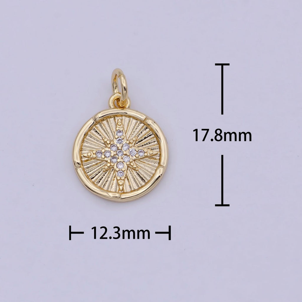 Mini 14K Gold plated North Star Charm with CZ Stone for Celestial Jewelry N-912 - DLUXCA