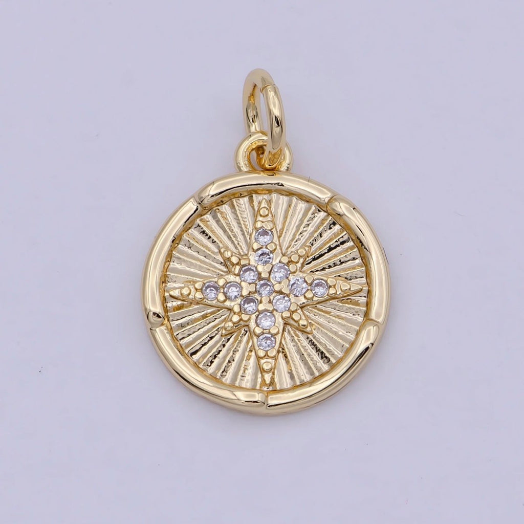 Mini 14K Gold plated North Star Charm with CZ Stone for Celestial Jewelry N-912 - DLUXCA