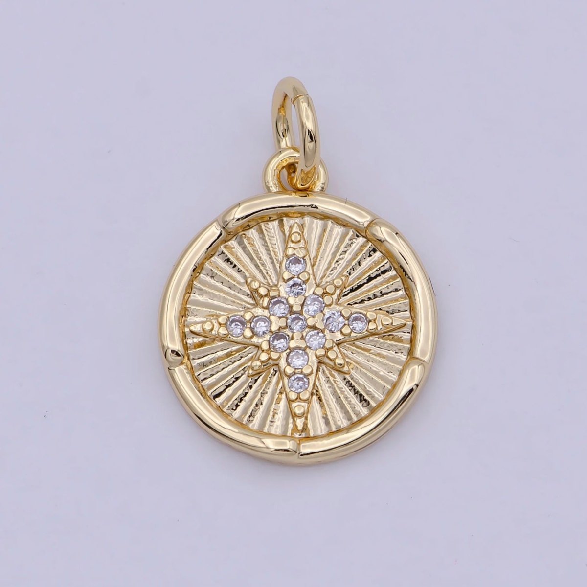 Mini 14K Gold plated North Star Charm with CZ Stone for Celestial Jewelry N-912 - DLUXCA
