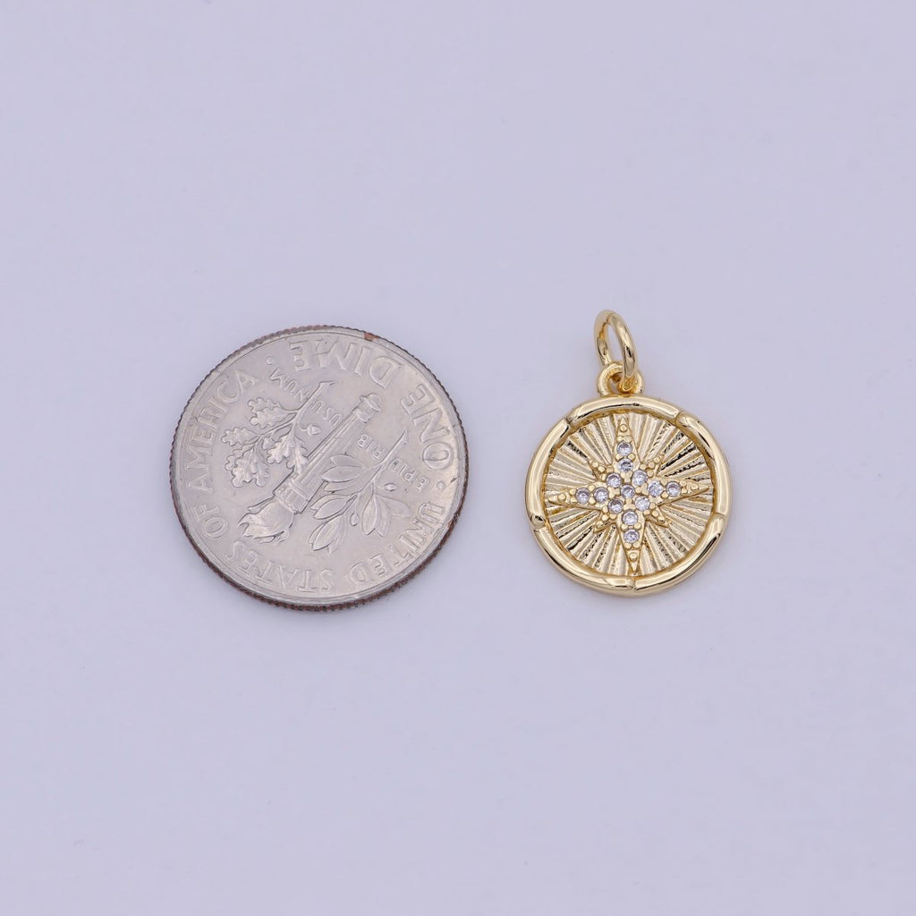 Mini 14K Gold plated North Star Charm with CZ Stone for Celestial Jewelry N-912 - DLUXCA