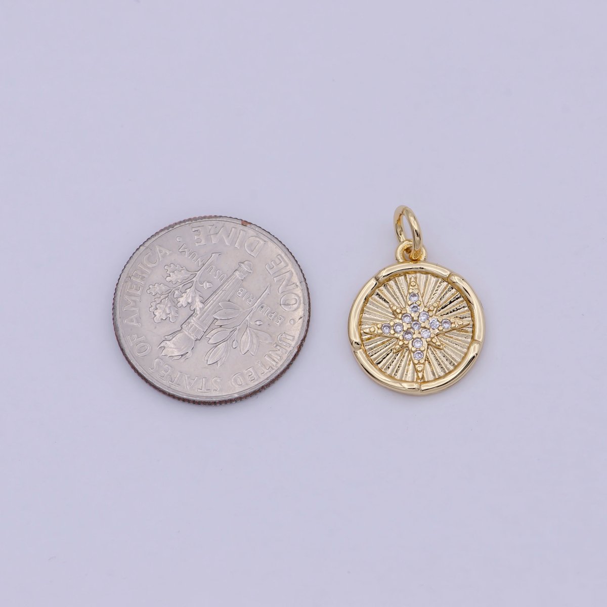 Mini 14K Gold plated North Star Charm with CZ Stone for Celestial Jewelry N-912 - DLUXCA