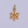 Mini 14k Gold plated Orange Star Charm Micro Pave Flower Petal Charm | A-315 - DLUXCA