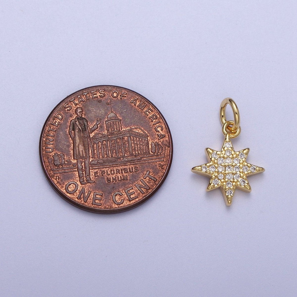 Mini 14k Gold plated Star Charm Clear Star CZ Celestial Charm | A-266 - DLUXCA