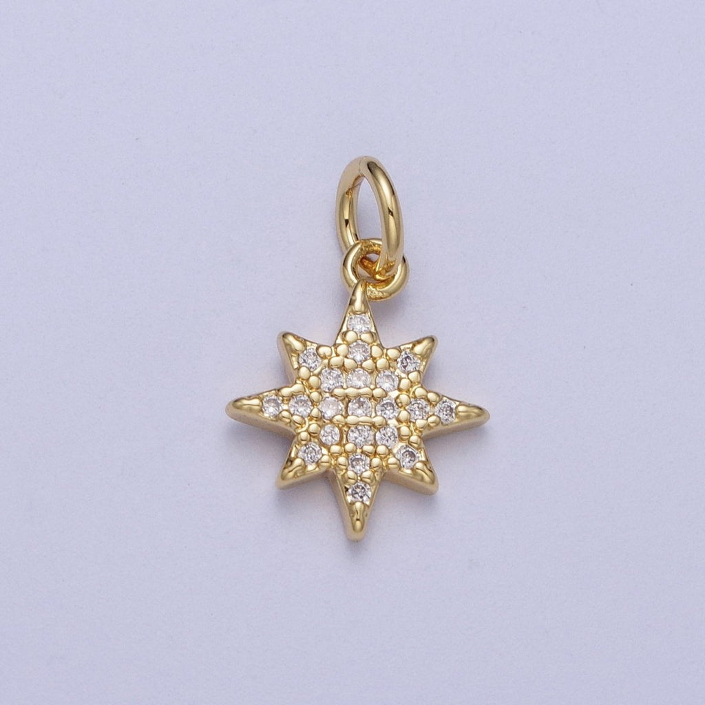 Mini 14k Gold plated Star Charm Clear Star CZ Celestial Charm | A-266 - DLUXCA