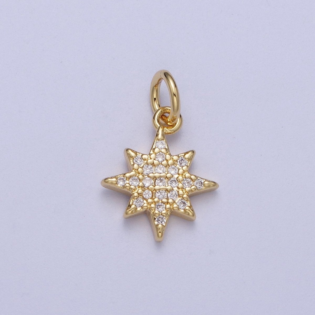 Mini 14k Gold plated Star Charm Clear Star CZ Celestial Charm | A-266 - DLUXCA