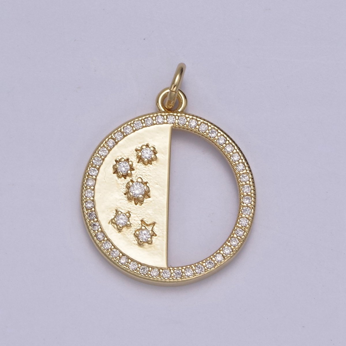 Mini 14K Gold plated Star Charm in Coin Cubic Micro Pave Cz Charm N-815 - DLUXCA