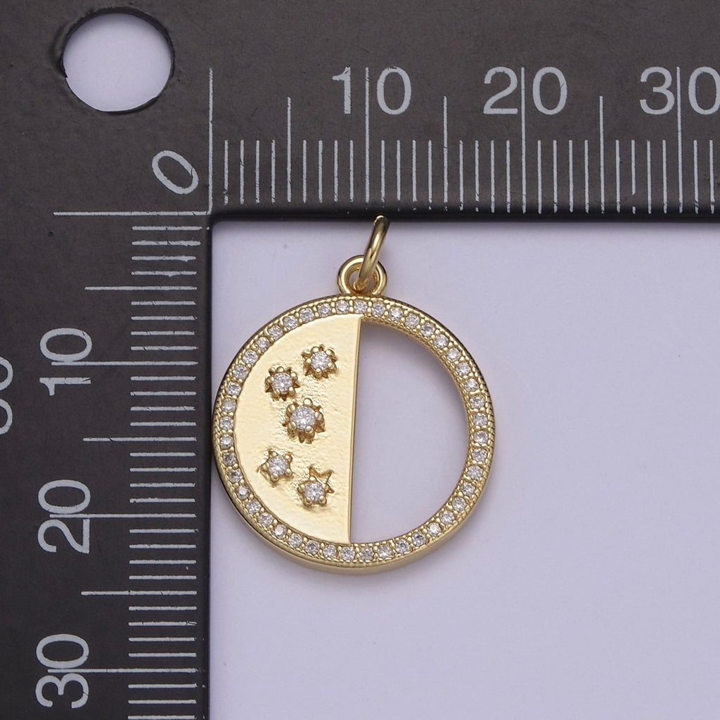 Mini 14K Gold plated Star Charm in Coin Cubic Micro Pave Cz Charm N-815 - DLUXCA