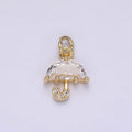 Mini 14K Gold plated Umbrella Clear CZ Micro Paved Add-On Charm | AG216 - DLUXCA