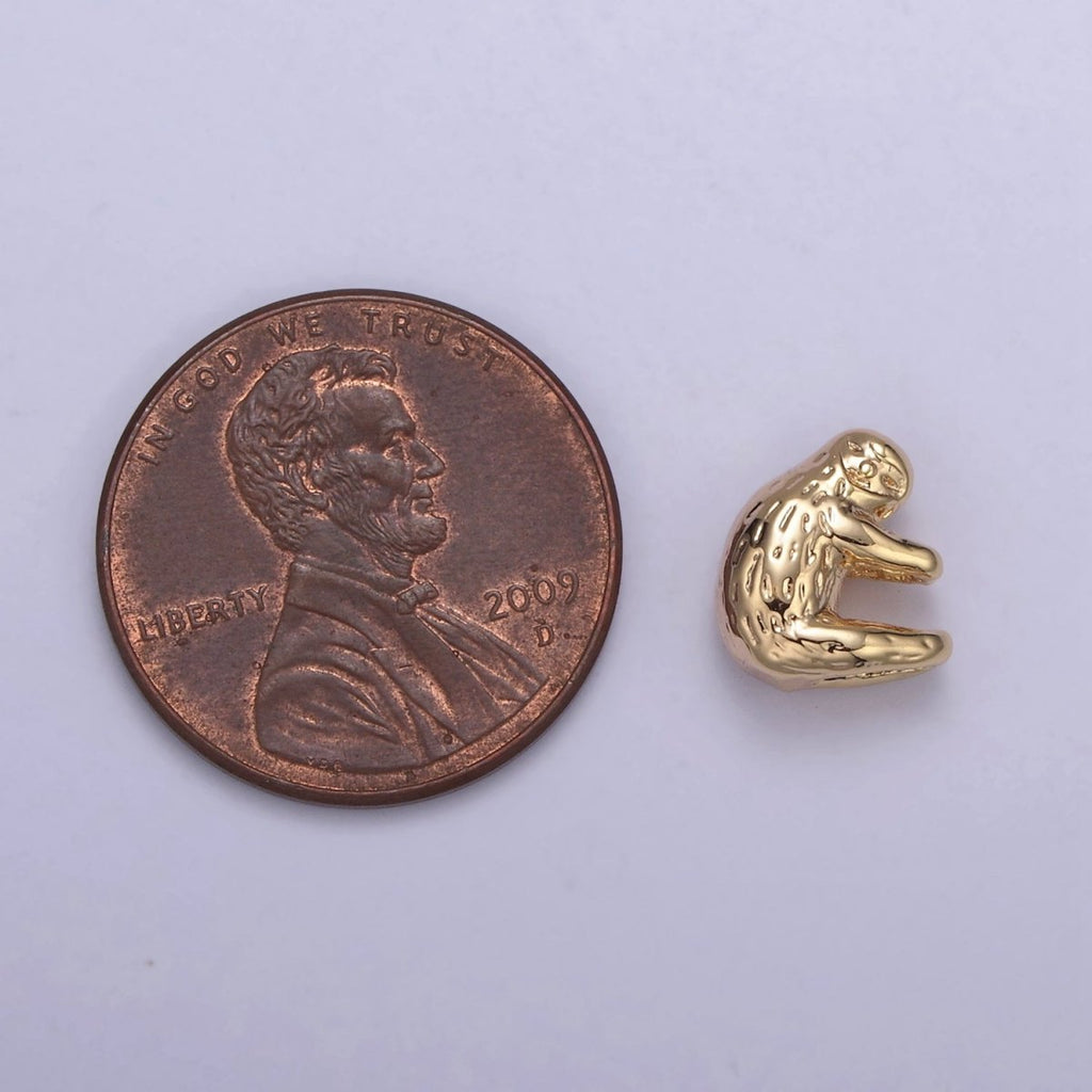 Mini 16K Gold plated Lazy Sloth Charm for Necklace Bracelet Pendant Jewelry N-629 - DLUXCA