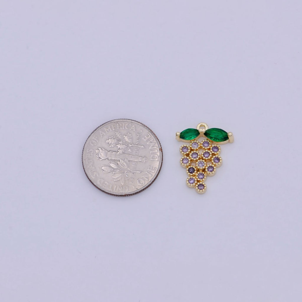 Mini 18k gold plated grape pendant for necklace and jewelry making/ fruit pendant/ fruit charm for jewelry finding N-915 - DLUXCA