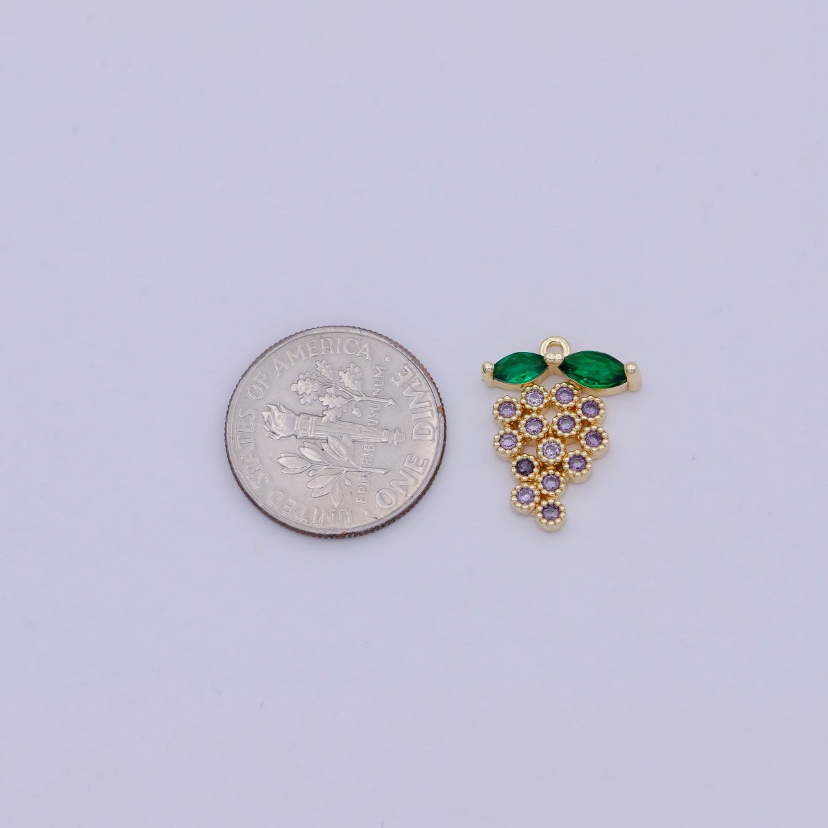 Mini 18k gold plated grape pendant for necklace and jewelry making/ fruit pendant/ fruit charm for jewelry finding N-915 - DLUXCA