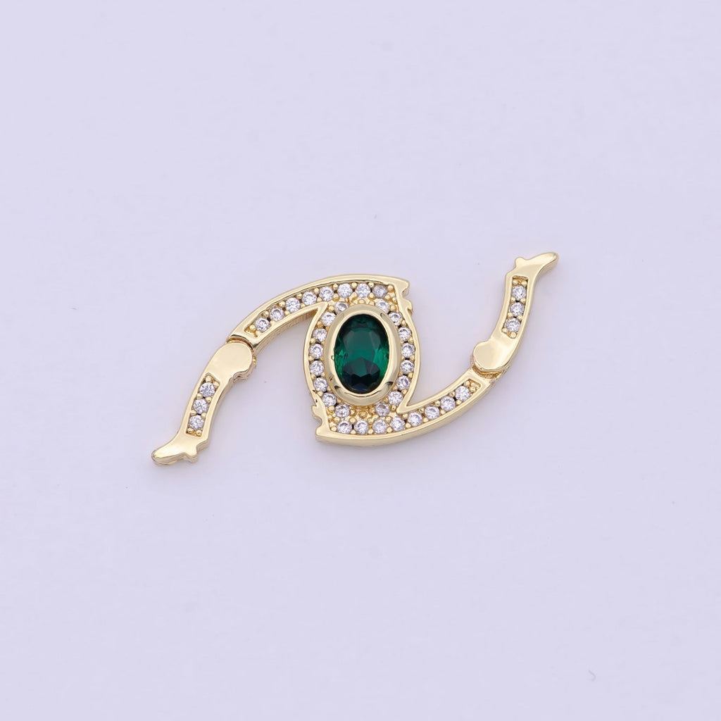 Mini 24k Gold CZ Micro Pave Clasp Evil Eye Lock Clasp, Interlock Micro pave Clasp Fastener for Bracelet Necklace Connector Clasp L-566 L-567 - DLUXCA