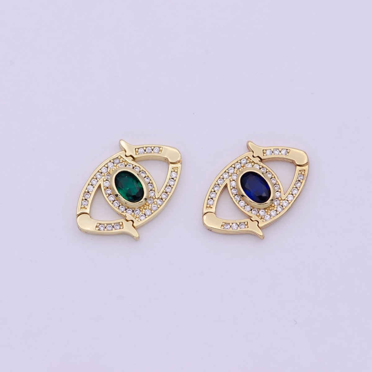Mini 24k Gold CZ Micro Pave Clasp Evil Eye Lock Clasp, Interlock Micro pave Clasp Fastener for Bracelet Necklace Connector Clasp L-566 L-567 - DLUXCA