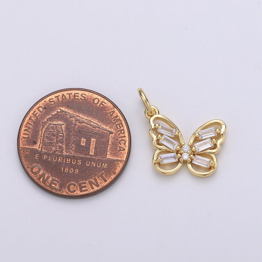 Mini 24k Gold plated Butterfly Charm E-006 - DLUXCA