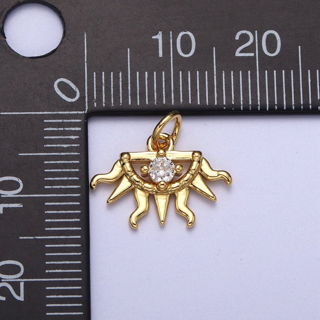 Mini 24K Gold plated Half Celestial Sun Charm Bohemian Charm N-400 - DLUXCA