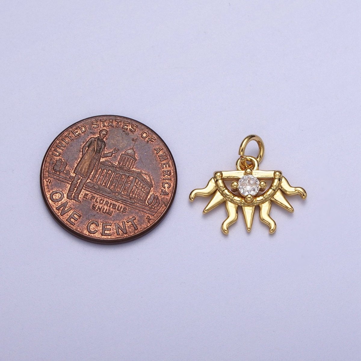 Mini 24K Gold plated Half Celestial Sun Charm Bohemian Charm N-400 - DLUXCA