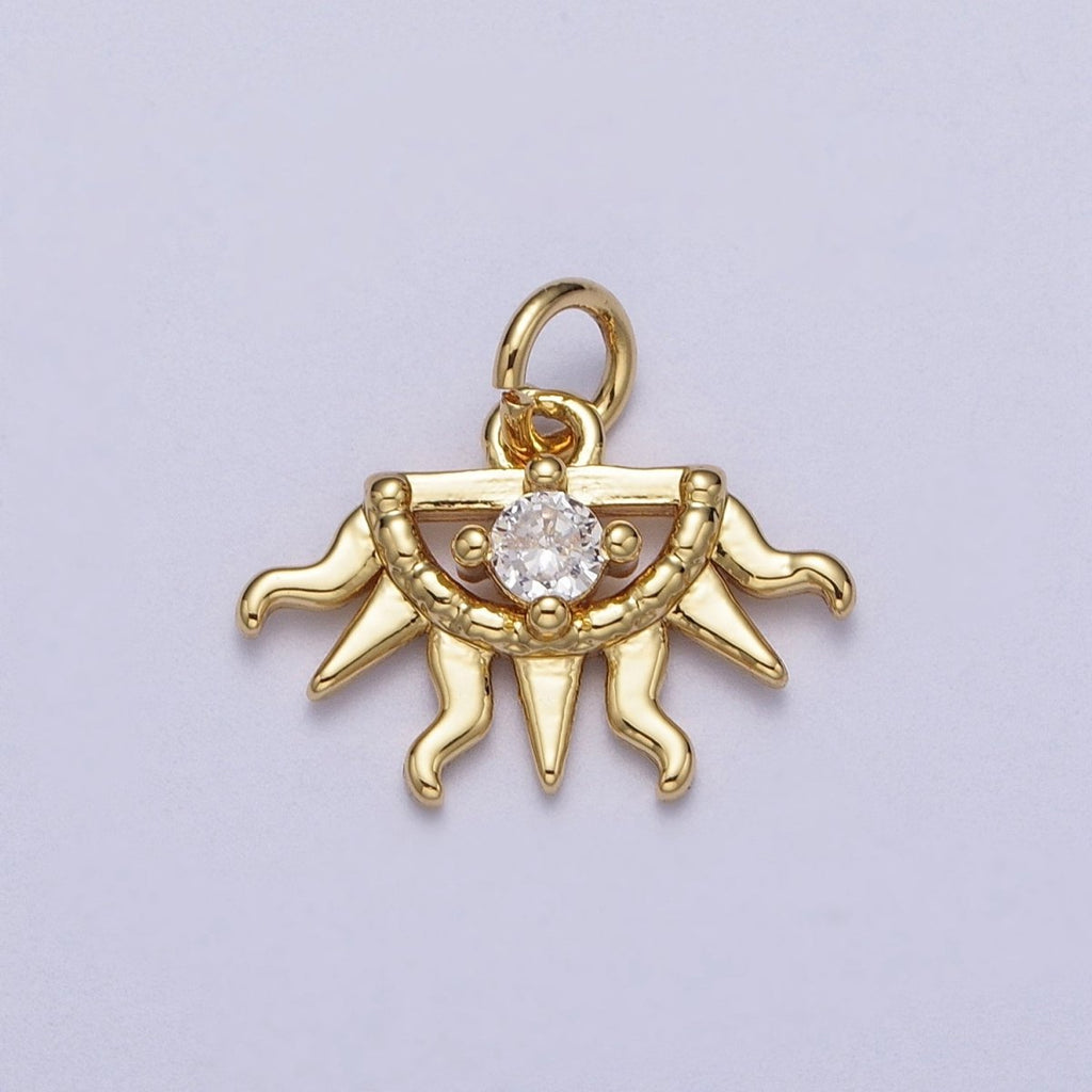 Mini 24K Gold plated Half Celestial Sun Charm Bohemian Charm N-400 - DLUXCA