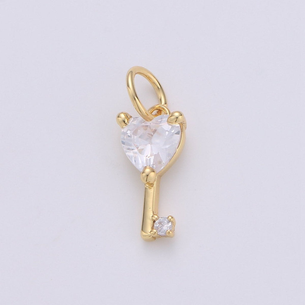 Mini 24k Gold plated Heart Charms, Gold plated Love Charm, Cubic Charm ,Gold Love Key charm Relationship Jewelry Inspired D-561 D-562 - DLUXCA