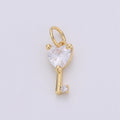 Mini 24k Gold plated Heart Charms, Gold plated Love Charm, Cubic Charm ,Gold Love Key charm Relationship Jewelry Inspired D-561 D-562 - DLUXCA