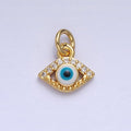 Mini 24K Gold plated Micro Pave Evil Eye Pendant Add-On Charm Enamel Jewelry | AC457 - DLUXCA