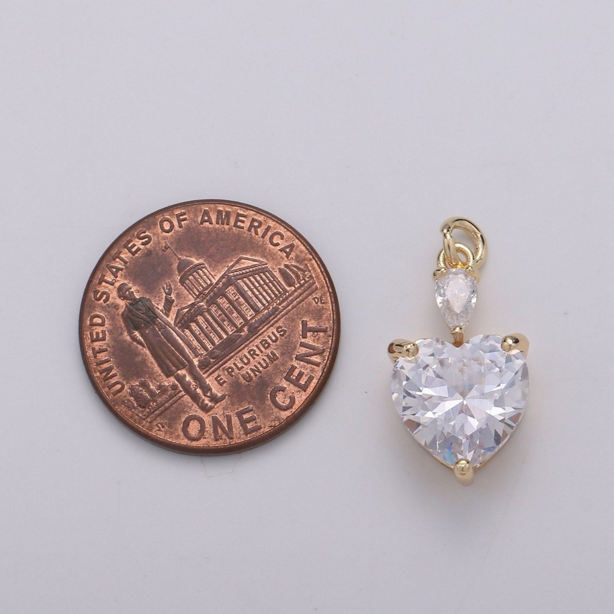 Mini 24k Gold plated Pear & Heart Cubic Charms, Gold plated Love Charm, Cubic Charm ,Gold Love Lock charm Relationship Jewelry Inspired D-155