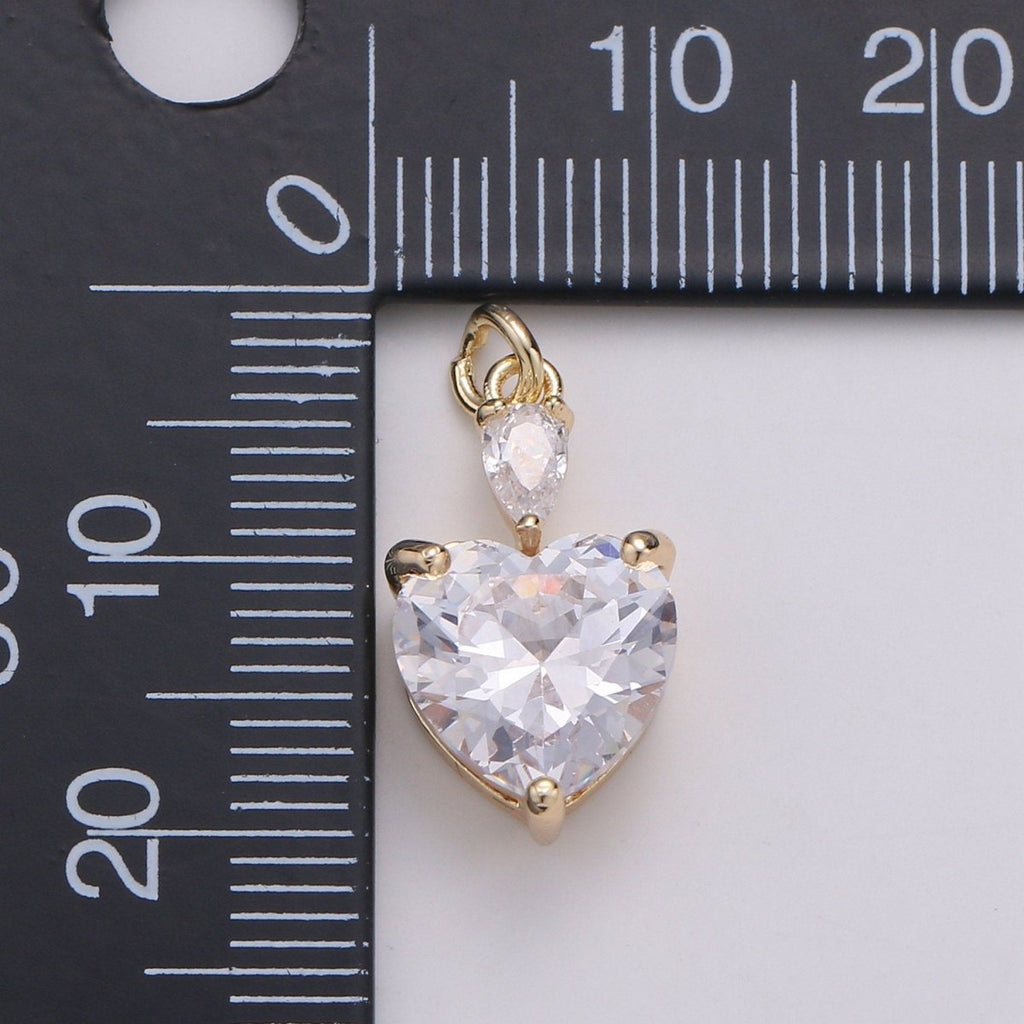 Mini 24k Gold plated Pear & Heart Cubic Charms, Gold plated Love Charm, Cubic Charm ,Gold Love Lock charm Relationship Jewelry Inspired D-155
