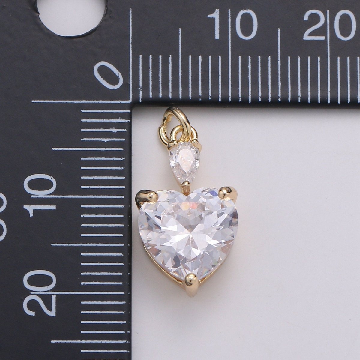 Mini 24k Gold plated Pear & Heart Cubic Charms, Gold plated Love Charm, Cubic Charm ,Gold Love Lock charm Relationship Jewelry Inspired D-155