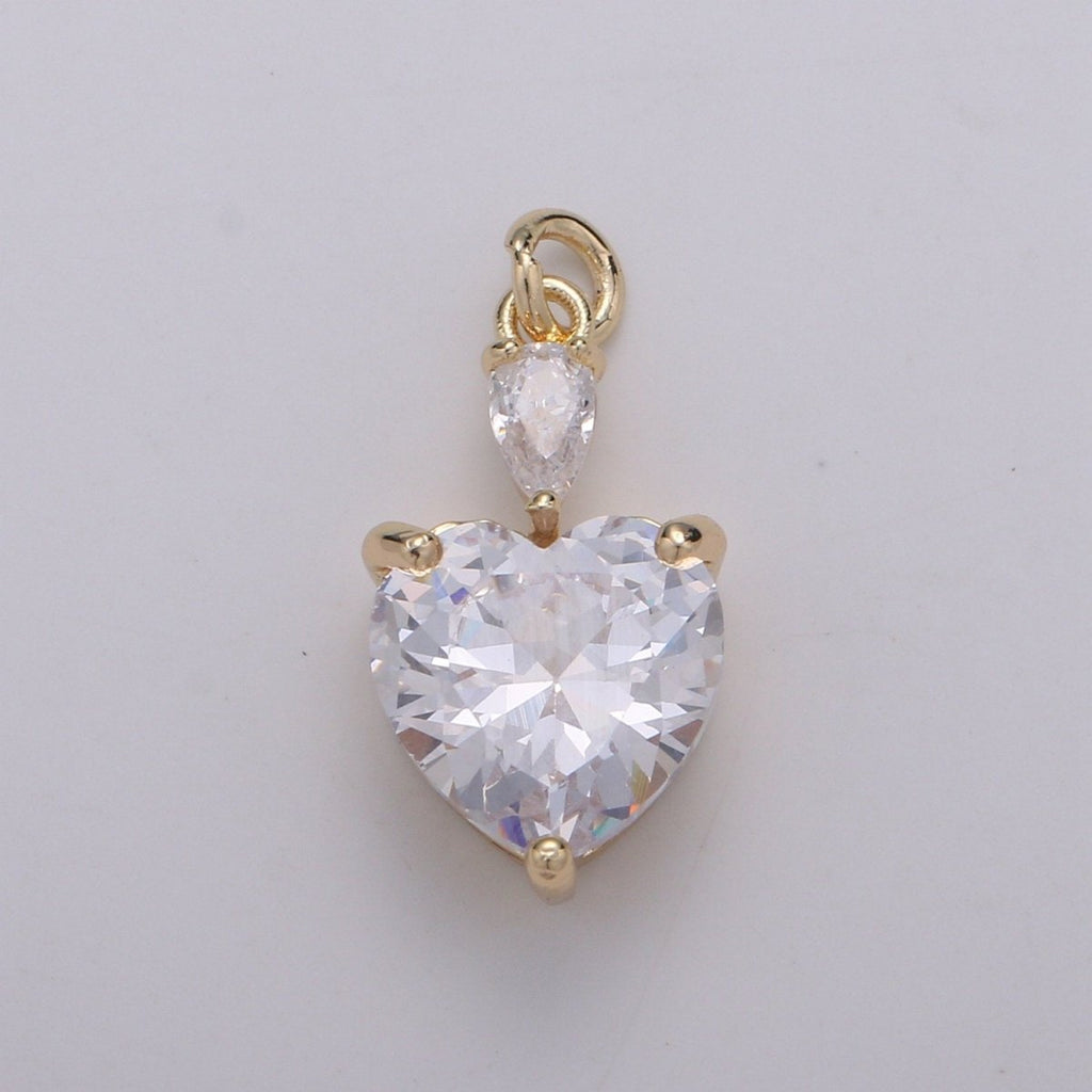 Mini 24k Gold plated Pear & Heart Cubic Charms, Gold plated Love Charm, Cubic Charm ,Gold Love Lock charm Relationship Jewelry Inspired D-155